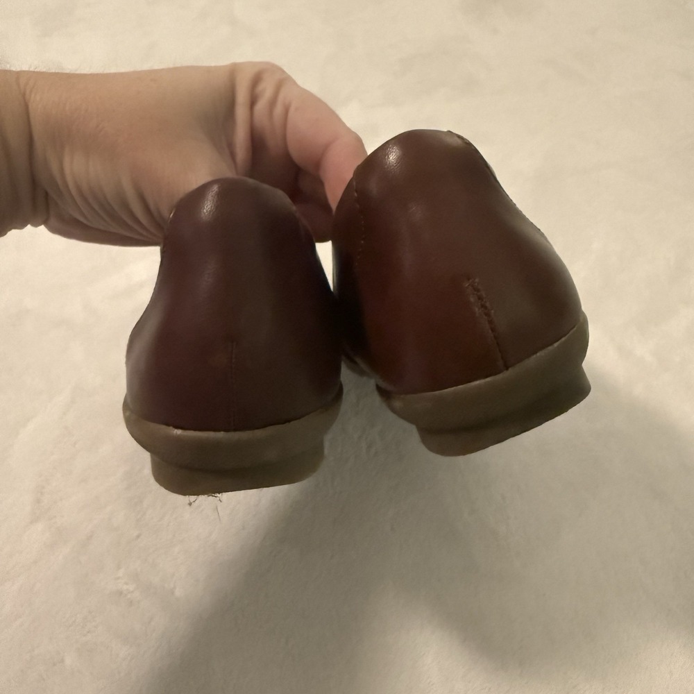 Clarks Sara Clover Mahogany Brown‎ Leather Woven Comfort Flats Women's Size 7.5M - Picture 6 of 9